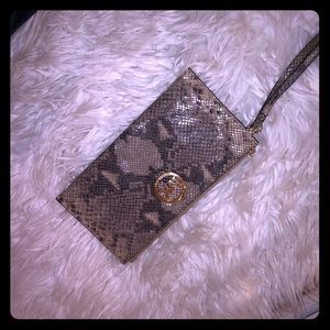 Michael Kors snakeskin wristlet